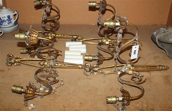 Set 4 ormolu wall lights